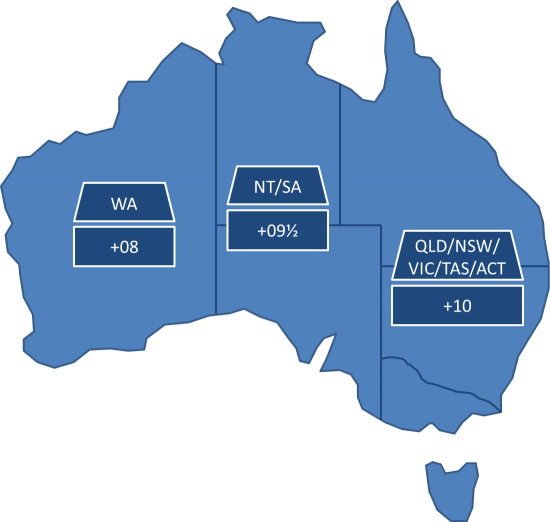 Australien Karte Bundesstaaten Standardzeit
